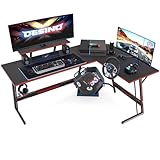 DESINO Eckschreibtisch Gaming 150 x 120 cm, Ergonomic Gamer Schreibtisch l Form, Groß Pc...