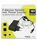 maxx.onLine Netzteil 18V 1A mit F-Stecker & Power Inserter, Universalnetzteil DC für Sat-...