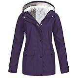 Übergangsjacke Damen Regenjacke Wasserdicht Regenmantel Windbreaker mit Kapuze...