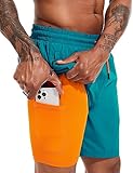 Atforna Badehose Herren Kurz Badeshorts mit Kompressionsliner 2 in 1 Board...