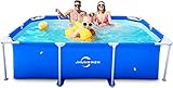 Jhunswen Aufstellpool, 3 m x 2 m x 66 cm, rechteckiger Stahlrahmen-Pool für Erwachsene...