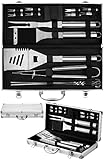 18-teiliges Grillbesteck Set aus Edelstahl | Grillkoffer | Grillwerkzeug | Grillset |...