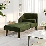 CIADAZ Chaiselongue mit Nackenrolle Dunkelgrün Samt, Relaxliege Wohnzimmer, Relaxsessel,...