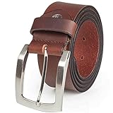 LINDENMANN Leder-Gürtel Herren 40 mm breit, Gürtel Herren Vollrindleder braun,...