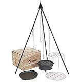 BBQ-Toro 6-teiliges Dutch Oven Kit in Holzkiste | Gusseisen, bereits eingebrannt...