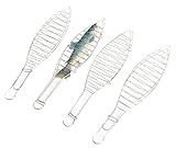 TrendLine Fischbräter 4er-Set Edelstahl 42 cm Fischhalter Fischwender...