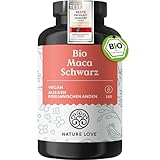 NATURE LOVE® Bio Maca Kapseln (schwarz) - 3000 mg je Tagesdosis - 180 Kapseln - Mit...