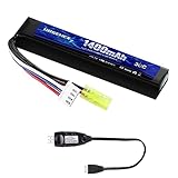 URGENEX Airsoft Battery 11.1V 1400mAh Lipo Battery with Mini Connector 30C High Discharge...