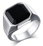 JewelryWe Schmuck Siegelring Herren-Ring Edelstahl Glas Stein Klassiker Viking...