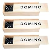 Sigma Trend Domino Spiel Dominosteine in Holzbox 3er Pack - 84 Steine für Kinder und...