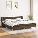 OHOOWOO Boxspringbett mit Matratze Dunkelbraun 200x200 cm Stoff,Boxspringbett XXL...