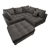 riess-ambiente.de Moderne Wohnlandschaft Kent 220cm grau Samt | Ecksofa Federkern inkl....