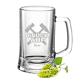 Leonardo gravierter Bierkrug Bierseidel - Glück auf mit Schlägel + Eisen -...