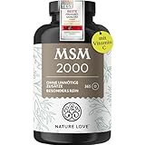 NATURE LOVE® MSM 2000mg mit Vitamin C - 365 laborgeprüfte Tabletten - Kompakteres MSM...