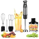 Elektrische Stabmixer 6 in 1 Stainless Steel Pürierstab Set, 1000W Stark Leistung, 12...