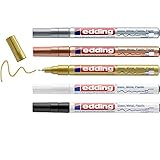 edding 780 Glanzlackmarker - schwarz weiß gold silber kupfer (metallic) - 5er...