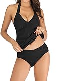 Laorchid Damen Push up Tankini Set zweiteilig Badeanzug Schwimmanzug bauchweg Strandmode...