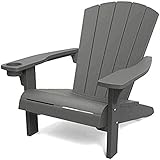 Keter Alpine Adirondack Chair, Outdoor Gartenstuhl aus Kunststoff mit Getränkehalter,...