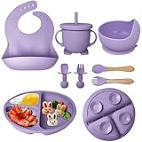 Hoidokly Baby Teller Kindergeschirr Sets, 8 Stücke Silikon Baby Geschirrset Mit...