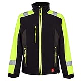 URG Softshell Arbeitsjacke Wasserdicht Winterjacke Warnjacke Fleecefutter Schwarz Gelb...