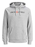 JACK & JONES Herren Hoodie Kapuzensweatshirt JJ Ecorp Old Logo Sweat Hood, Farbe:Grau,...