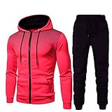 DUHENWU Jogginganzug Herren Winter Zweiteiler Farbblock Trainingsanzug Bequeme Weich...