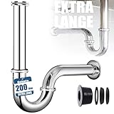 Universal Siphon【Extra Lang 200MM Tauchrohr】Syphon Badezimmer Waschbecken bad G1-1/4'...