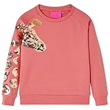 Kinder Sweatshirt mit Giraffe aus Pailletten Langarmshirt Pullover Altrosa 116