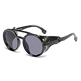 SHEEN KELLY Gothic Motorrad Sonnenbrille Vintage runde Sonnenbrille Wrap Side Shield Retro...