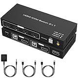 KVM Switch HDMI 2 Port 4K 60Hz USB2.0 für 2 Computer 1 Monitor Share Tastatur Maus...