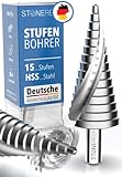 STONE REEF Stufenbohrer Profi aus HSS Stahl - [15 Stufen | Ø 4-32mm] - Kegelbohrer,...