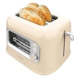 Cecotec Vertikaler Toaster RetroVision Beige, 700W Leistung, 2 Extra-breite Schlitze,...