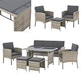 Juskys Polyrattan Gartenmöbel Sitzgruppe Turin Set 6 teilig - 7 Personen -...