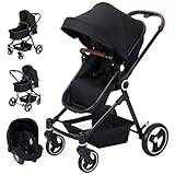 Kinderwagen 3 in 1 Kombikinderwagen Komplett-Set inkl. Babywanne, Buggy Sportsitz &...