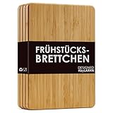 Frühstücksbrettchen Holz mit Griffen (4er Set) - 4 Extra Dicke...