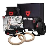 VIA FORTIS Premium Turnringe aus Holz inkl. Gurte, Tasche & Workout-Guide – Gym Ringe...