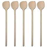 GRILLPLANET Holzlöffel 5er Set Kochlöffel aus Holz 35 cm lang/runder Kopf mit...