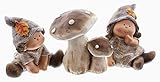 Dekoleidenschaft 2 Wichtelkinder mit Pilzen aus Terracotta, Junge & Mädchen, niedliche...
