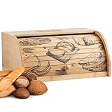 ecosa Brotbox aus nachhaltigem Bambus mit Rolldeckel Brotkasten Brotaufbewahrung Brotkorb...