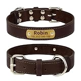 TagME Hundehalsband Personalisiert aus Leder mit Eingraviertem Hundename und...