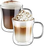 ecooe Doppelwandige Latte Macchiato Gläser Set Borosilikatglas Kaffeetassen Glas 2er Set...