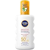 NIVEA SUN Sensitive Sonnenschutzspray LSF 50+ (1x200ml), Sonnenschutz für empfindliche...