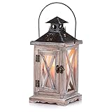 Sziqiqi Laterne Kerzenhalter Vintage Windlicht Laterne Holz Metall Dekorative...