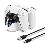 Mcbazel PS5 Contoller Ladestation Dockingstation, Dual PS5 Joystick Ladeständer mit LED...