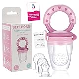 Fruchtsauger Baby | 1 Fruchtsauger Rosa + 3 BPA Frei Silikon Sauger [Kleinkind 3 bis 24...