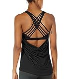 icyzone Damen Sport Tops mit Integriertem BH - 2 in 1 Yoga Gym Shirt Fitness Training...