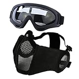 Taktische Airsoft-Maskenbrille Set, Verstellbare Halbgesichtsmaske mit...