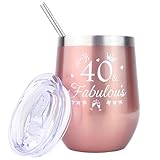 Tucwurl 40. geburtstag frauen Edelstahl Weinbecher, geschenk zum 40 geburtstag frau 12oz...