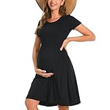 Bearsland Women’s Short Sleeve Maternity Dresses Patchwork Pregnancy Dress...