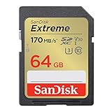 SanDisk Extreme SDXC UHS-I Speicherkarte 64 GB (V30, 170 MB/s Übertragung, U3, 4K UHD...